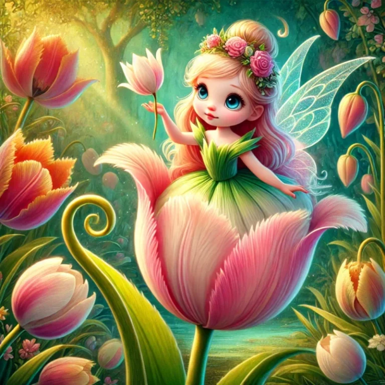 엄지공주 튤립 귀여움 분홍꽃 동화 이야기