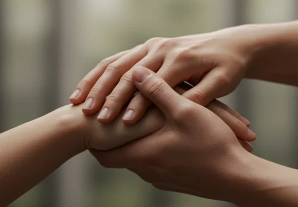 서로를 지지하고 보살피는 손길을 통해 사회의 든든한 안전망을 표현한 이미지.