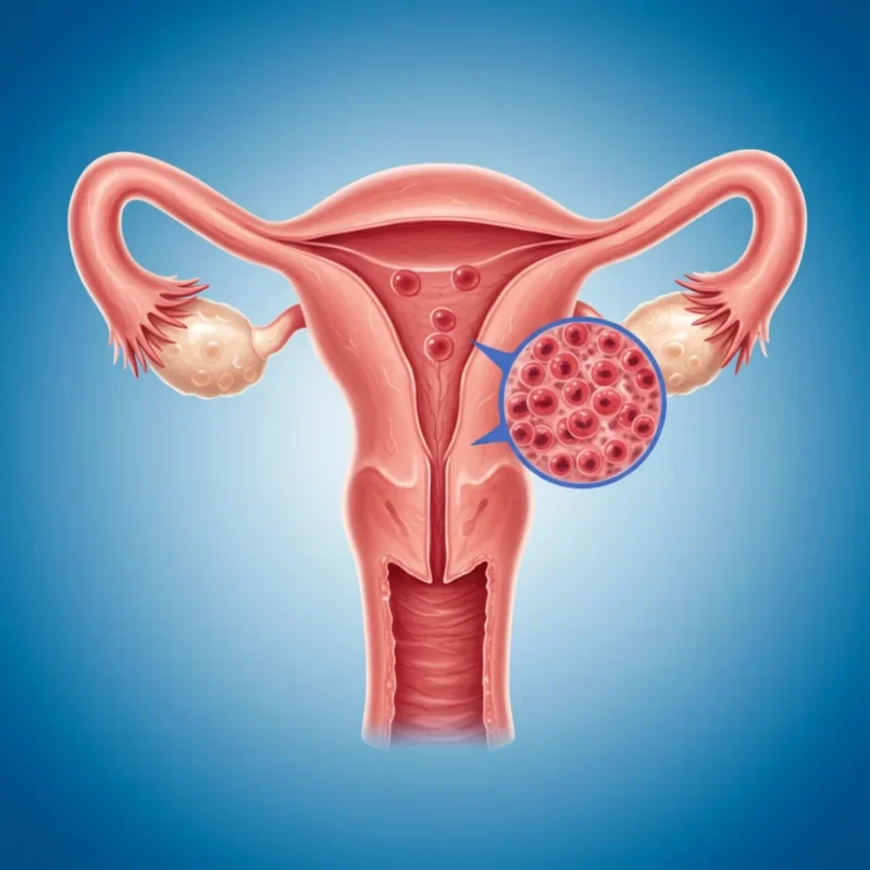 여성의 건강과 관련된 난소 및 생식 기관의 해부학적 이미지입니다.