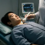 통증 없이 편안하게 건강 검진을 받는 환자의 모습입니다.