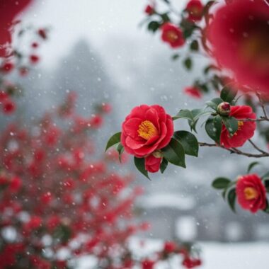 겨울에 피는 동백나무