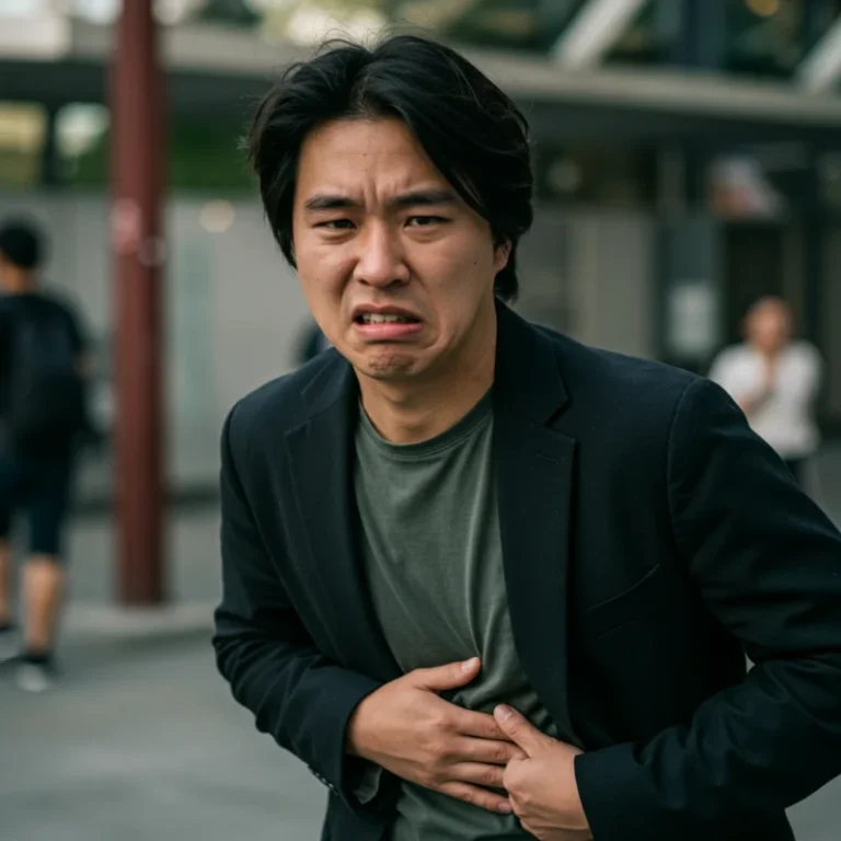 참았던 방귀가 입으로 나온다