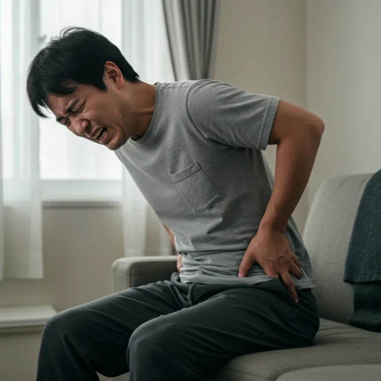 요로결석으로 인한 극심한 통증을 겪고 있는 환자의 모습입니다.