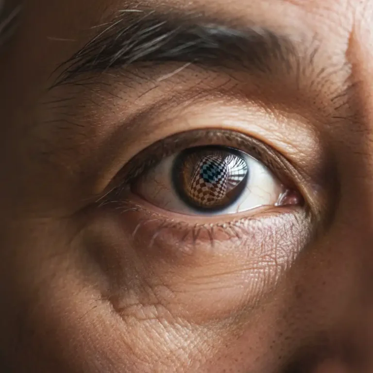 황반변성 환자는 암슬러 격자를 통해 직선이 휘어져 보이는 변형시를 확인한다.(사진=AI 생성 이미지)39kb