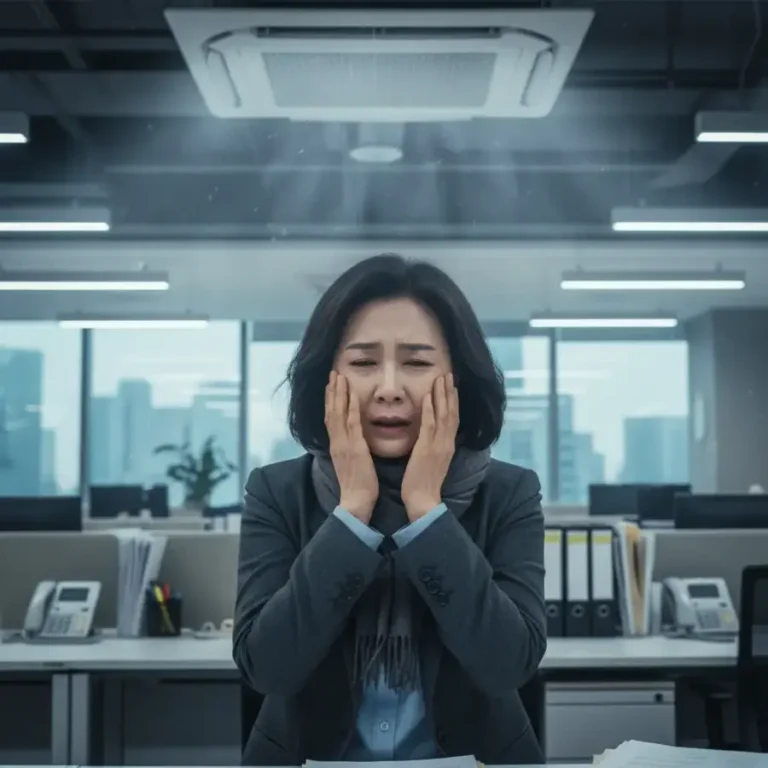 에어컨 직바람은 안면 신경의 혈류를 방해하여 근육 마비를 유발한다.(사진=AI 생성 이미지)36kb