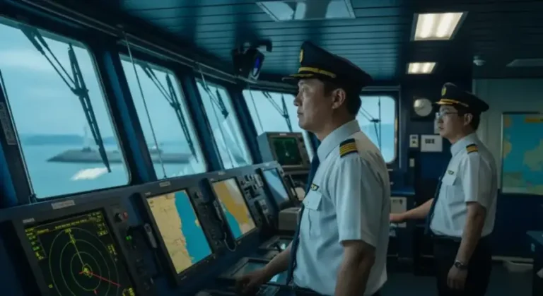 도선사가 선박의 브리지에서 안전한 입항을 위해 정밀한 항로 인도 지시를 내린다.(사진=AI 생성 이미지)
